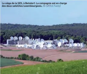  ??  ?? Le siège de la SES, à Betzdorf. La compagnie est en charge des deux satellites luxembourg­eois. (© SIP/ULI Fielitz)