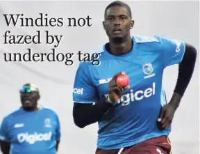  ?? CWI MEDIA PHOTO/PHILIP SPOONER ?? Captain Jason Holder with the pink ball in hand during a West Indies training session at Edgbaston, Birmingham, on Tuesday.