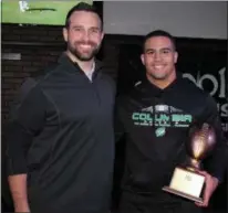  ?? MORNING JOURNAL FILE ?? Matt Wilhelm poses with Brandon Coleman after he was named the winner of the 2018 Wilhelm Award on Nov. 12.