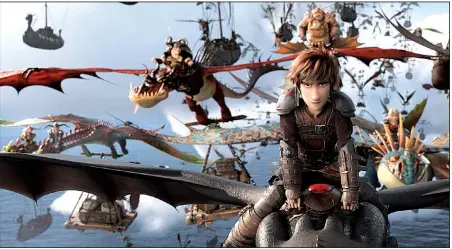  ??  ?? Hiccup (voice of Jay Baruchel) is all grown up and now the leader of Berk, and he has made it his mission to rescue dragons and resettle them on his small island in How to Train Your Dragon: The Hidden World.