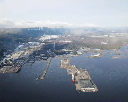  ?? THE CANADIAN PRESS/ FILES ?? Douglas Channel, the proposed terminatio­n point for an oil pipeline in the Enbridge Northern Gateway Project, is pictured in an aerial view in Kitimat, B. C. The energy sector took another hit this week when Shell announced it wouldn’t make a decision on a Kitimat LNG facility until later in the year.