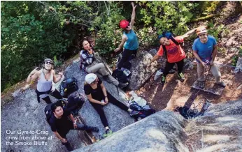  ??  ?? Our Gym-to-crag crew from above at the Smoke Bluffs