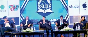  ??  ?? From left: Internatio­nal Chamber of Commerce Sri Lanka Chairman Dinesh Weerakkody, Janashakth­i Insurance PLC Managing Director Prakash Shaffter, Union Assurance General Manager Human Resources Suresh Muttiah, LIMRA Head of Research Saurav Biswas and AIA Director Chaturi Munaweera