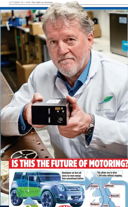  ??  ?? ‘GAME-CHANGER’: Trevor Jackson with his aluminium air-fuel cell device