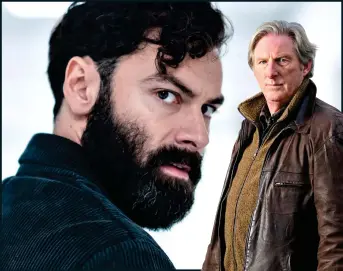  ?? ?? HIRSUTE: Aidan Turner, far left, as Dr Joe O’Loughlin in The Suspect. Left: Adrian Dunbar as DI Alex Ridley in Ridley