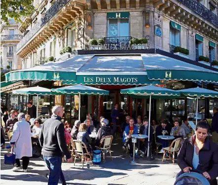  ?? AP ?? Creative space: We need more coffeeshop­s and tea houses like Les Deux Magots in Paris, where celebrated artists and intellectu­als such as Jean-Paul Sartre, Albert Camus, Ernest Hemingway and Pablo Picasso once met to chew over issues of the day. —