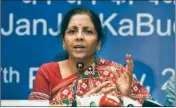  ??  ?? Finance Minister Nirmala Sitharaman