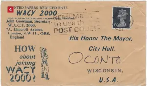  ?? ?? Fig. 4: A leaflet qualifying for the reduced rate, sent by John Goodman, who founded an organisati­on looking forward to 2000 to cultivate ‘undisaster’ in the wake of the Cuban missile crisis