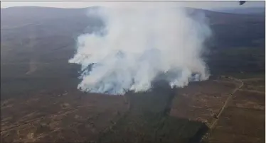  ??  ?? The fire which broke out at a forest in Ballinamor­e on April 20th last.