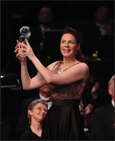  ??  ?? Catriona Morison accepts her BBC Cardiff Singer of the World award at David’s Hall in Cardiff