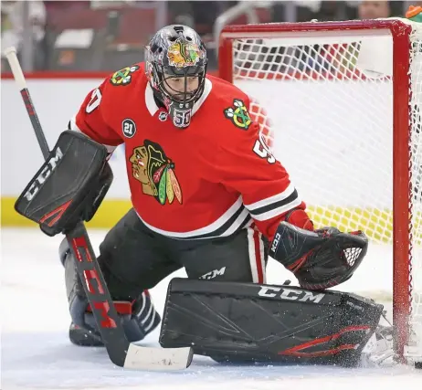  ?? GETTY IMAGES (LEFT, BOTTOM RIGHT), AP ?? Clockwise from left: Hawks starting goalie Corey Crawford, new arrival Robin Lehner (being introduced Friday at the Blackhawks Convention) and Collin Delia, who’s likely to spend a lot of time in the AHL.