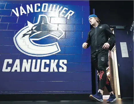  ?? JEFF VINNICK/NHLI VIA GETTY IMAGES ?? Brock Boeser has been playing plenty of minutes for the Vancouver Canucks, particular­ly since teammate Bo Horvat was felled by injury, but the NHL rookie has never played an 82-game season before, and the Canucks may cut back how much they use him.