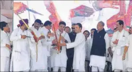  ?? HT PHOTO ?? ▪ Congress president Rahul Gandhi in Sagwara, Rajasthan, on Thursday.