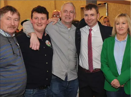  ??  ?? Sinn Féin members at the election count held in the Carnbeg Hotel.