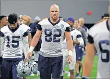  ??  ?? Dallas Cowboys tight end Jason Witten (82) and the rest of the team walk off the field after drills Tuesday at the team’s training facility in Frisco, Texas. [AP PHOTO/ TONY GUTIERREZ]