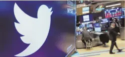  ?? AP FILE PHOTO ?? MELTDOWN: Twitter shares tumbled yesterday at the New York Stock Exchange, one day after Facebook stock plummeted.