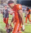  ?? ROBERTO E. ROSALES/JOURNAL ?? UNM safety Stanley Bardwell Jr. walks off the field following the loss to Utah State last week.