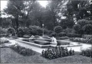  ?? GEORGE S. BOLSTER COLLECTION, SARATOGA SPRINGS HISTORY MUSEUM ?? A historic photograph of the Spit and Spat Fountain that was a focal point of the Italian Gardens that were installed by Richard Canfield. The fountain still exists in Congress Park.