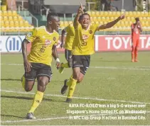  ??  ?? KAYA FC-ILOILO was a big 5-0 winner over Singapore’s Home United FC on Wednesday in AFC Cup Group H action in Bacolod City.