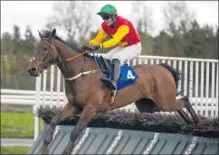  ?? (Photo: Patrick McCann/Racing Post) ?? The Darragh Allen-ridden King Of Cong jump the final hurdle to win the 2m3f handicap hurdle for Terence O’Brien at Limerick on Thursday.