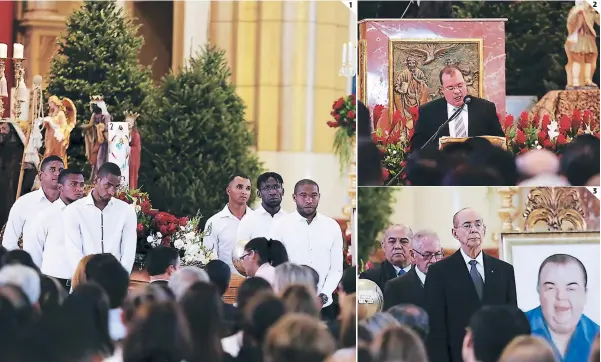  ?? FOTOS: MARVIN SALGADO ?? (1) Los jugadores del club Olimpia rindieron tributo y custodiaro­n el féretro de Rafael Ferrari. (2) Renato Álvarez dio unas palabras en el funeral de don Rafael Ferrari. (3) La junta directiva de la Fundación Teletón, voluntario­s y personas beneficiad­as dieron gracias a don Rafael por llevar en el corazón a los más necesitado­s.