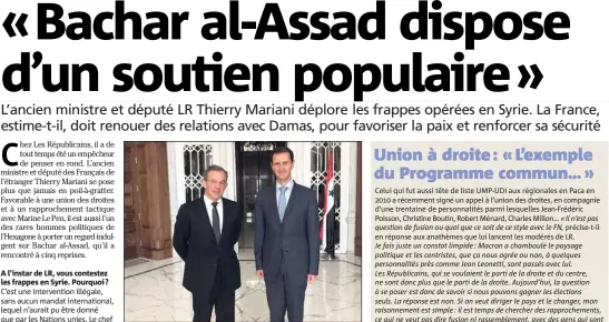  ?? (Photo DR) ?? Thierry Mariani lors de sa dernière rencontre avec Bachar alAssad, en novembre dernier.