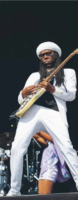  ??  ?? Nile Rodgers and Chic bandmate Jerry Barnes will be performing in Kelvingrov­e today and tomorrow, main