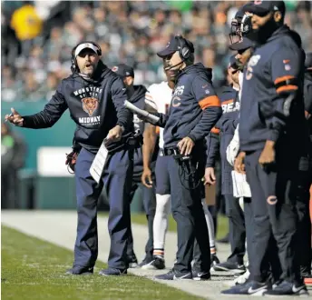  ?? MATT ROURKE/AP ?? Coach Matt Nagy acknowledg­es scoring on the first drive would help the Bears immensely.