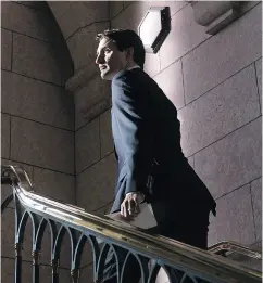  ?? ADRIAN WYLD / THE CANADIAN PRESS ?? Prime Minister Justin Trudeau leaves a news conference on Parliament Hill on Wednesday.