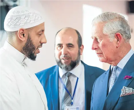  ??  ?? THE Prince of Wales has delivered a personal message of solidarity from the Queen as he visited a north London mosque to learn about the Finsbury Park terror attack.
Nine people were taken to hospital when Darren Osborne, 47, drove a van into an area...