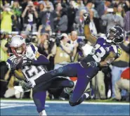  ?? MARK J. REBILAS/USA TODAY ?? Patriots safety Malcolm Butler intercepts a pass intended for Seahawks receiver Ricardo Lockette with 26 seconds left in Super Bowl XLIX on Feb 1, 2015, at Glendale, Ariz. Butler’s pickoff settled New England’s 28-24 win over Seattle, and the teams...