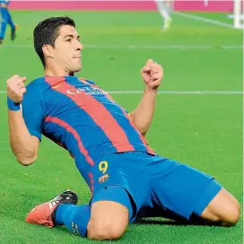  ?? FOTO ?? El uruguayo Luis Suárez y una típica celebració­n. Ayer fue una de las tres figuras del Barcelona ante el Athletic.