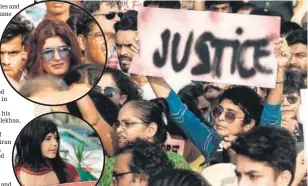  ?? PHOTOS: YOGEN SHAH ?? From top left: Twinkle Khanna, Kalki Koechlin, and Kiran Rao at the protests against recent rape cases