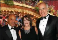  ?? BONNIE SQUIRES PHOTO ?? Rep. Jim Roebuck greeted Terese Casey, Honorary CoChair of the Flower Show, and her husband, Senator Bob Casey Jr.