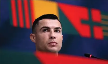  ?? Photograph: Pedro Nunes/Reuters ?? Cristiano Ronaldo talks on Monday at a Portugal press conference before their opening World Cup game on Thursday against Ghana.