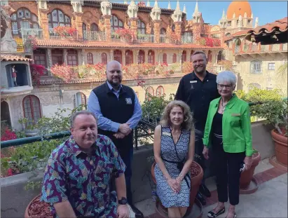  ?? PHOTOS BY DAVID ALLEN — STAFF ?? The Mission Inn Foundation is looking for docents willing to lead tours around the famed downtown Riverside hotel. From left are Steve Lech, Jarod Hoogland, Rose Escamillo, James Ranger and Robyne Williams.