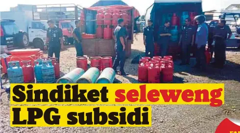  ??  ?? SEBAHAGIAN gas yang dirampas ketika operasi dijalankan KPDNHEP.