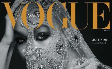  ??  ?? First cover: Gigi Hadid posed in a veil for the launch issue of the magazine