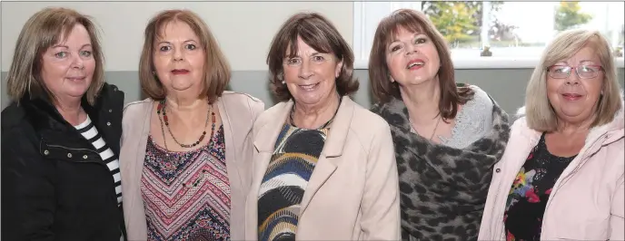  ??  ?? The Eiffe sisters Ursula, Ann, Marie, Jacinta and Madeline at Sunday’s coffee morning in Duleek for the Alzheimers Associatio­n.