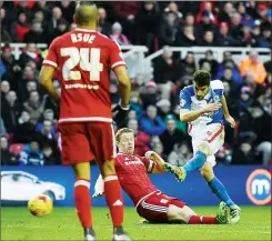  ??  ?? FLYING START: Jordi Gomez hit the opener on his Blackburn debut