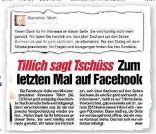  ??  ?? So berichtete die MOPO vor knapp einem Jahr von Tillichs FacebookAb­schied.