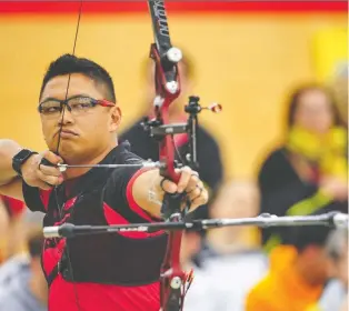  ?? WORLD ARCHERY ?? Toronto’s Crispin Duenas is the reigning Pan Am Games recurve archery champ. He’s been to three Olympics and is a good bet to make the Tokyo Games his fourth next year.