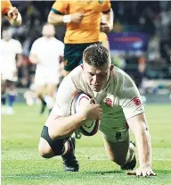  ?? ?? Swoop: Jamie Blamire scores for England v Australia