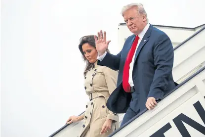  ?? Ap ?? Trump llegó ayer a la base Melsbroek, Bélgica, para reunirse con sus aliados