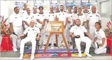  ?? Picture: REPUBLIC OF FIJI NAVY ?? Present members of the Fiji Hydrograph­ic Service in the current FHS office 2019.