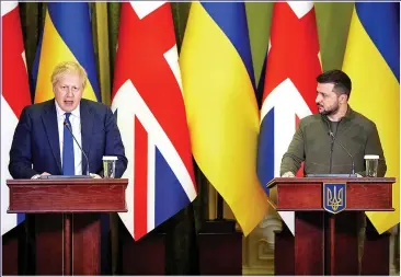  ?? ?? BATTLE FRONT: Mr Johnson has been at the forefront of world support for President Zelensky