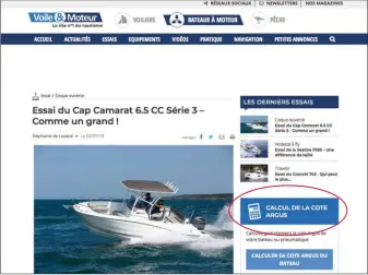  ??  ?? Autre porte d’entrée pour accéder aux cotations de L’Argus du Bateau : notre nouveau site Voile &amp; Moteur.