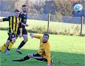  ?? PICTURE: Mark Stillman ?? Farrington Albion’s Josh Mclellan opens the scoring but his side were pegged back 3-2 by FC Gringos in the Bath & District League