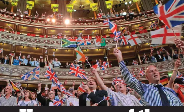  ??  ?? Pomp and circumstan­ce: The traditiona­l flag-waving of the Last Night of the Proms
