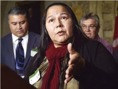  ?? JUSTIN TANG / THE CANADIAN PRESS FILES ?? Judy Wilson, Chief of Neskonlith Indian Band and executive member of the Union of B.C. Indian Chiefs, felt Prime Minister Justin Trudeau dismissed her question about the Trans Mountain pipeline without due respect.